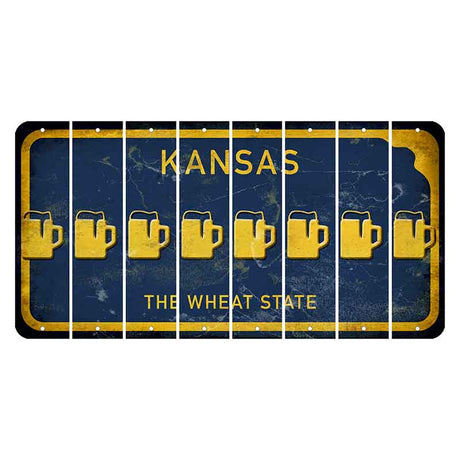 Kansas The Wheat State Cut License Plate Strips (Set of 8) Beer Mug