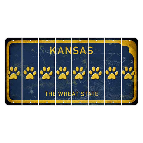 Kansas The Wheat State Cut License Plate Strips (Set of 8) Dog Paw