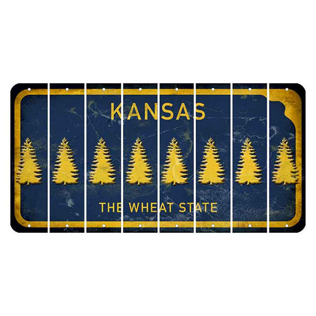 Kansas The Wheat State Cut License Plate Strips (Set of 8) Pine Tree