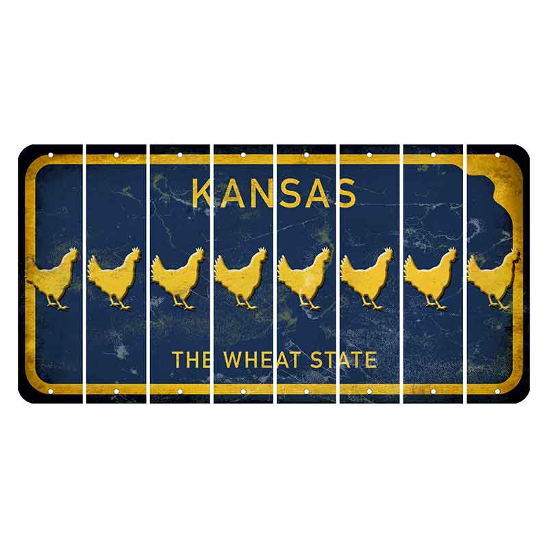 Kansas The Wheat State Cut License Plate Strips (Set of 8) Chicken