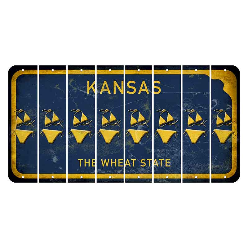 Kansas The Wheat State Cut License Plate Strips (Set of 8) Bikini