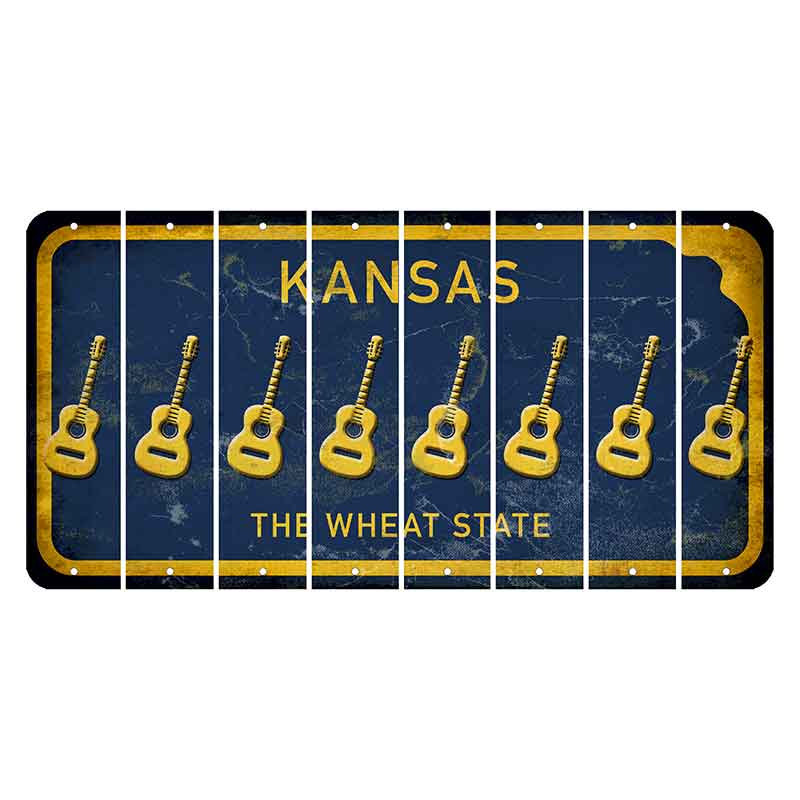 Kansas The Wheat State Cut License Plate Strips (Set of 8) Guitar