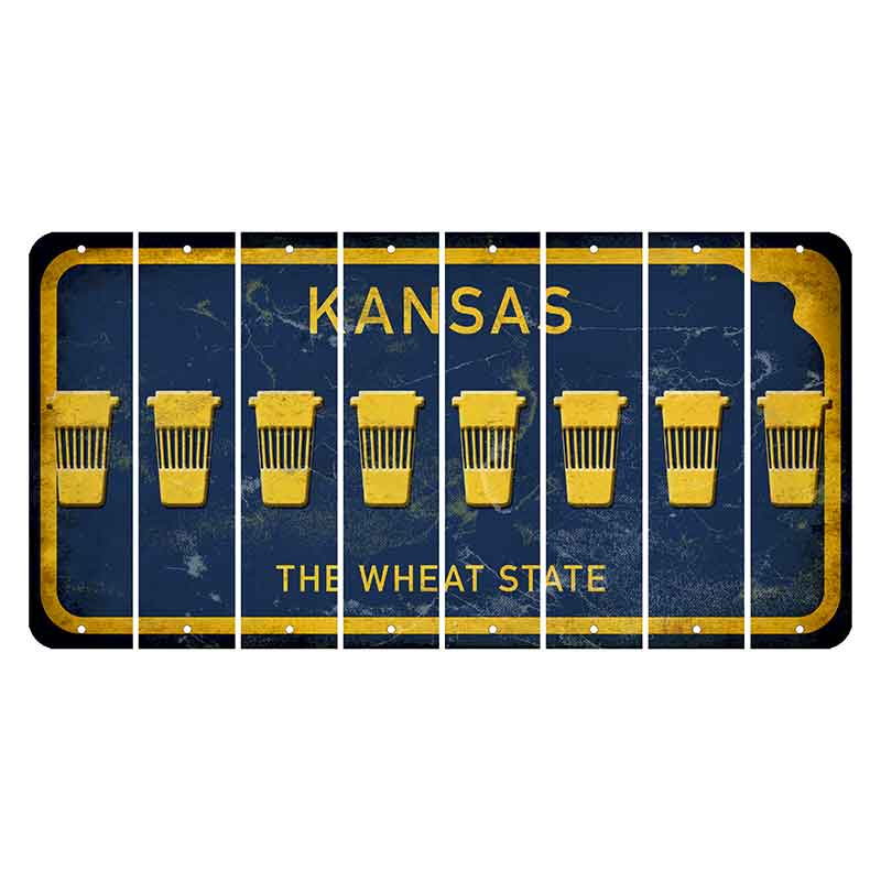 Kansas The Wheat State Cut License Plate Strips (Set of 8) Latte