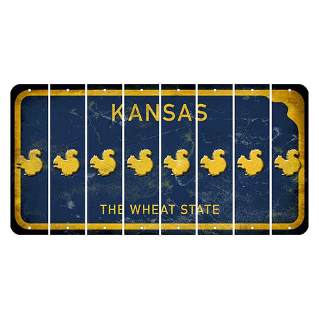 Kansas The Wheat State Cut License Plate Strips (Set of 8) Squirrel