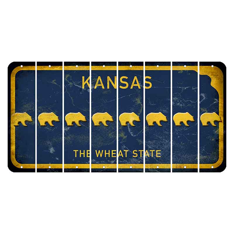 Kansas The Wheat State Cut License Plate Strips (Set of 8) Bear