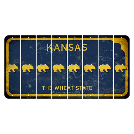 Kansas The Wheat State Cut License Plate Strips (Set of 8) Bear