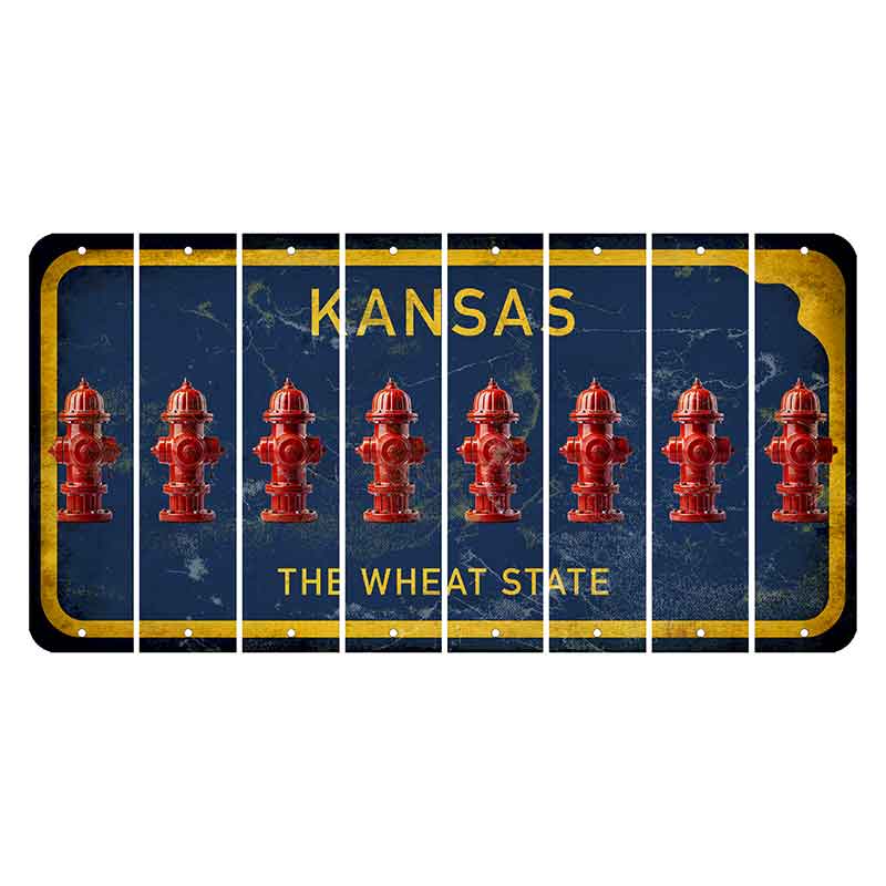 Kansas The Wheat State Cut License Plate Strips (Set of 8) Fire Hydrant