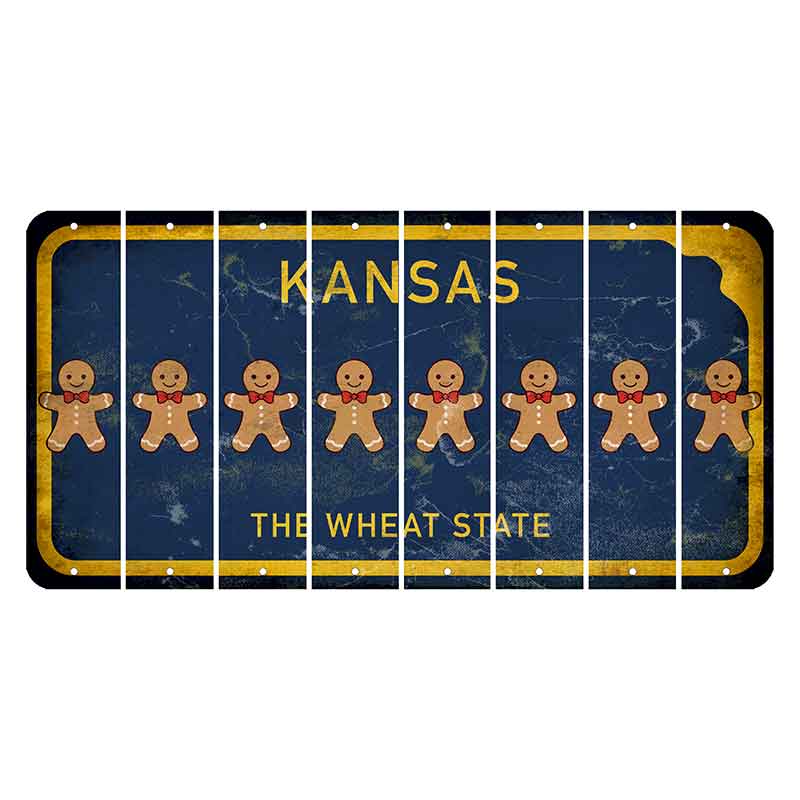 Kansas The Wheat State Cut License Plate Strips (Set of 8) Gingerbread Man