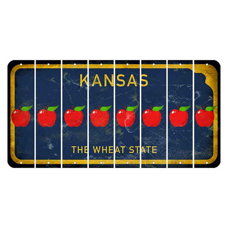 Kansas The Wheat State Cut License Plate Strips (Set of 8) Apple