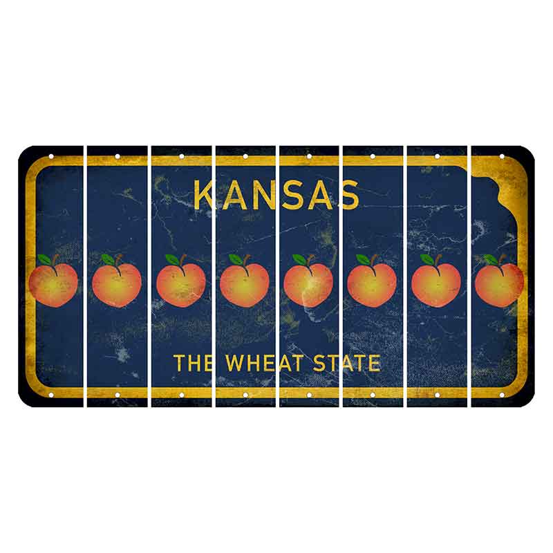 Kansas The Wheat State Cut License Plate Strips (Set of 8) Peach