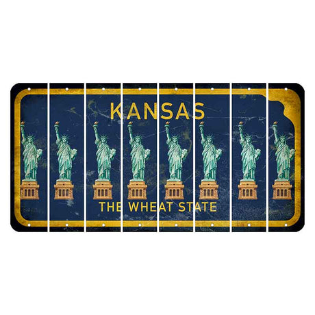 Kansas The Wheat State Cut License Plate Strips (Set of 8) Statue of Liberty