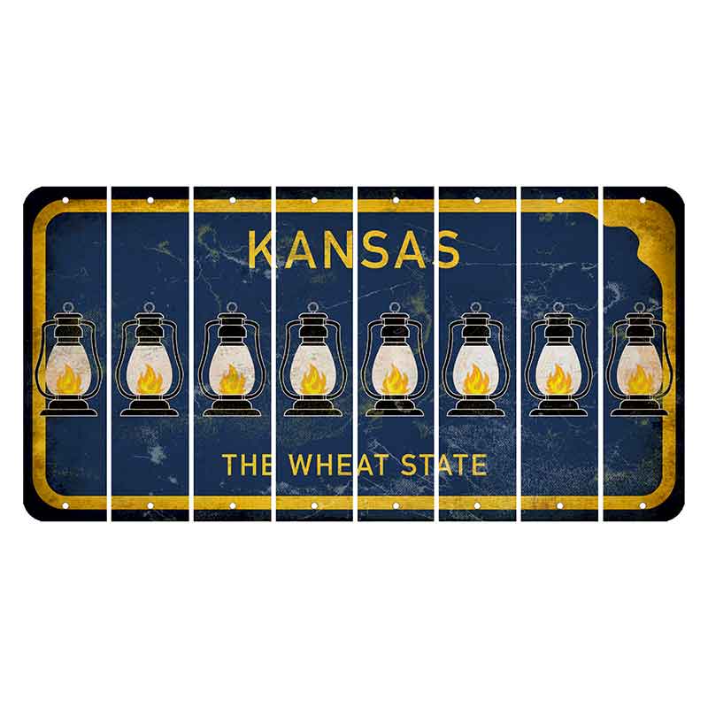 Kansas The Wheat State Cut License Plate Strips (Set of 8) Lantern