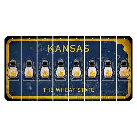 Kansas The Wheat State Cut License Plate Strips (Set of 8) Lantern