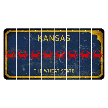 Kansas The Wheat State Cut License Plate Strips (Set of 8) Crab