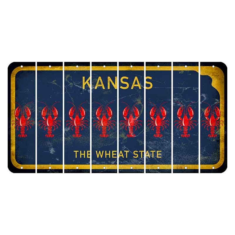 Kansas The Wheat State Cut License Plate Strips (Set of 8) Lobster