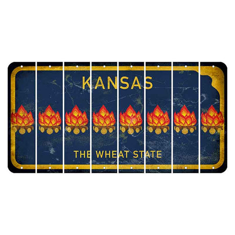 Kansas The Wheat State Cut License Plate Strips (Set of 8) Campfire