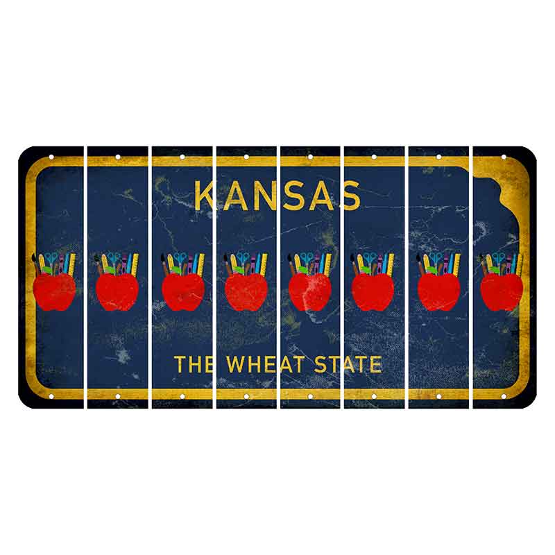 Kansas The Wheat State Cut License Plate Strips (Set of 8) Teacher Apple