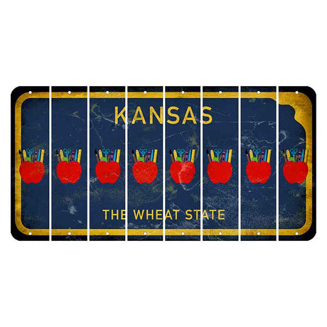 Kansas The Wheat State Cut License Plate Strips (Set of 8) Teacher Apple