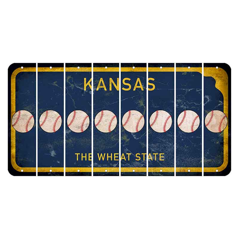 Kansas The Wheat State Cut License Plate Strips (Set of 8) Baseball