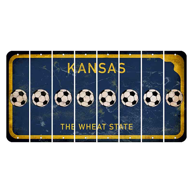 Kansas The Wheat State Cut License Plate Strips (Set of 8) Soccerball