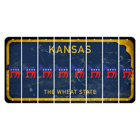 Kansas The Wheat State Cut License Plate Strips (Set of 8) Democrat