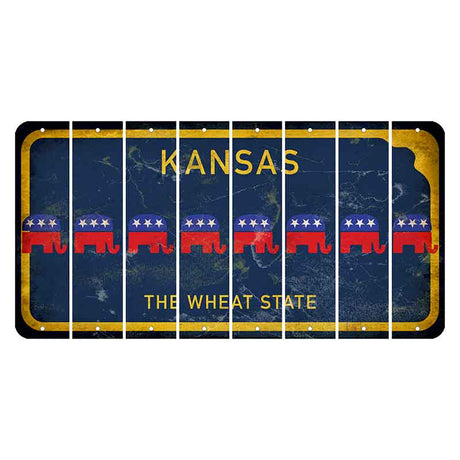 Kansas The Wheat State Cut License Plate Strips (Set of 8) Republican