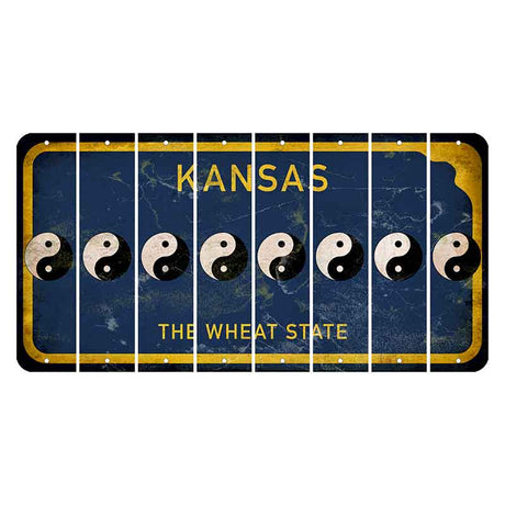 Kansas The Wheat State Cut License Plate Strips (Set of 8) Yin Yang