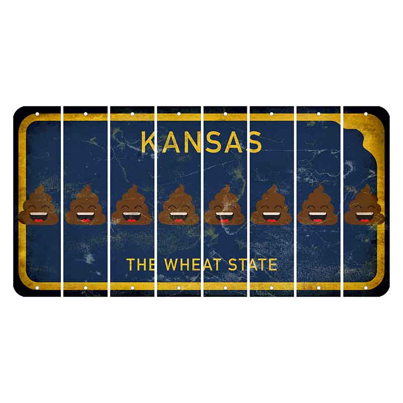 Kansas The Wheat State Cut License Plate Strips (Set of 8) Emoji - Poop