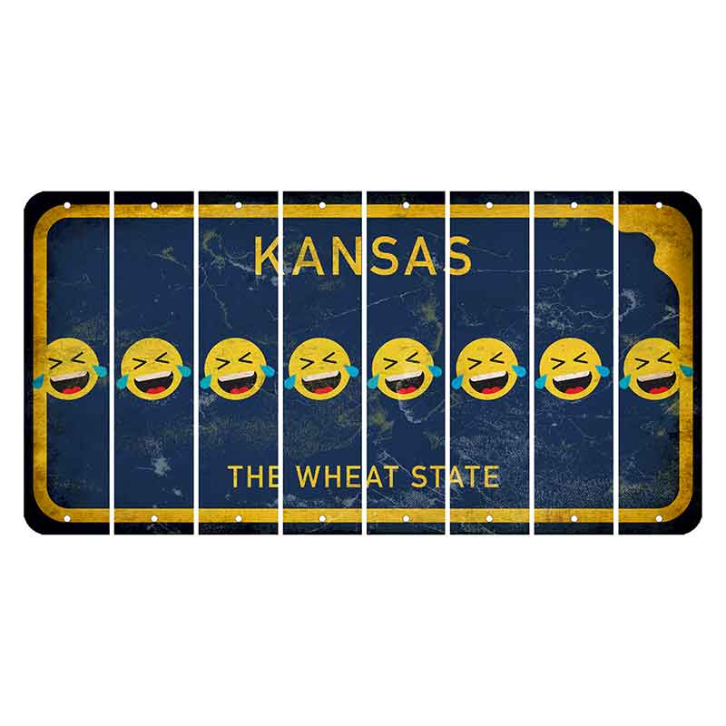 Kansas The Wheat State Cut License Plate Strips (Set of 8) Emoji - Laughing