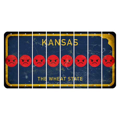 Kansas The Wheat State Cut License Plate Strips (Set of 8) Emoji - Angry