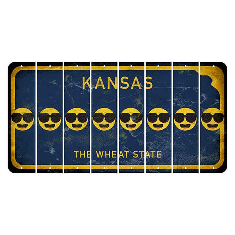 Kansas The Wheat State Cut License Plate Strips (Set of 8) Emoji - Shades