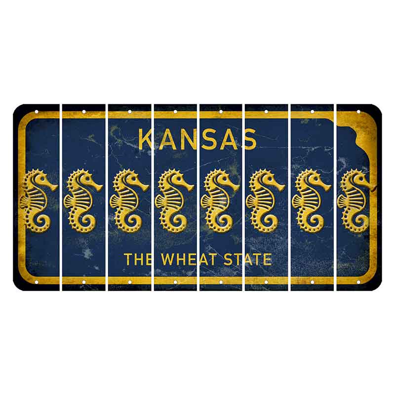 Kansas The Wheat State Cut License Plate Strips (Set of 8) Seahorse