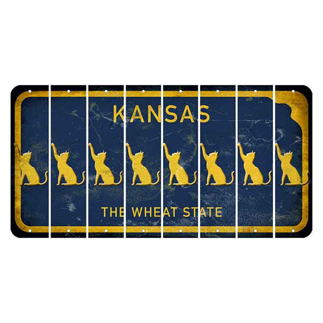 Kansas The Wheat State Cut License Plate Strips (Set of 8) Cat