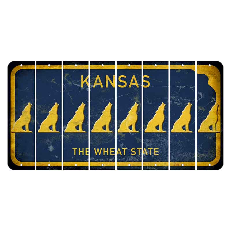 Kansas The Wheat State Cut License Plate Strips (Set of 8) Howling Wolf