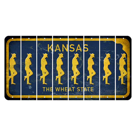 Kansas The Wheat State Cut License Plate Strips (Set of 8) Cowboy - Leaning