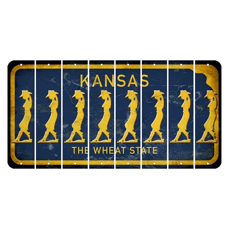 Kansas The Wheat State Cut License Plate Strips (Set of 8) Cowgirl - Leaning