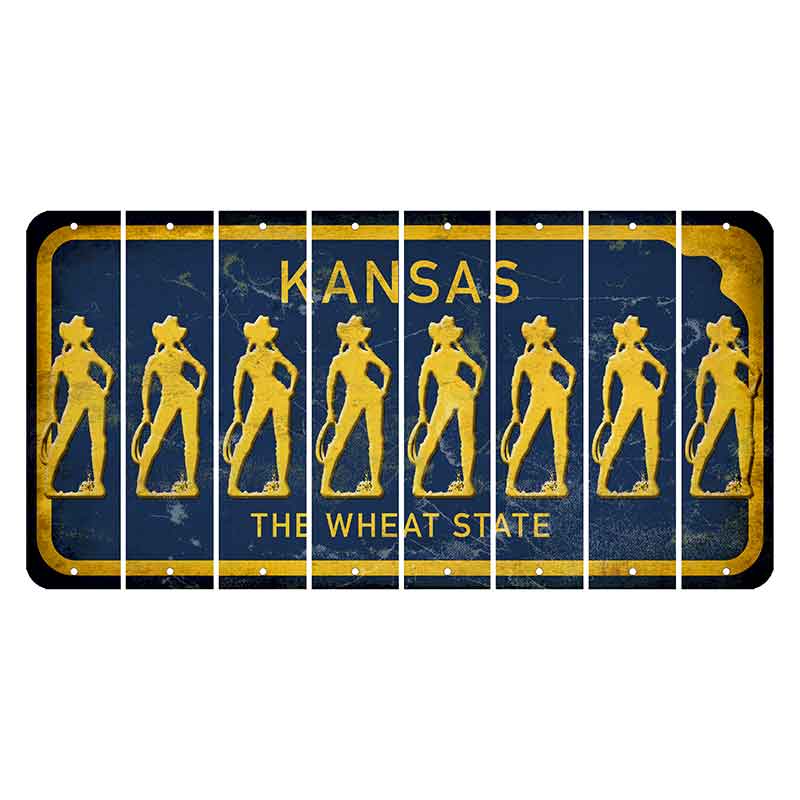 Kansas The Wheat State Cut License Plate Strips (Set of 8) Cowgirl