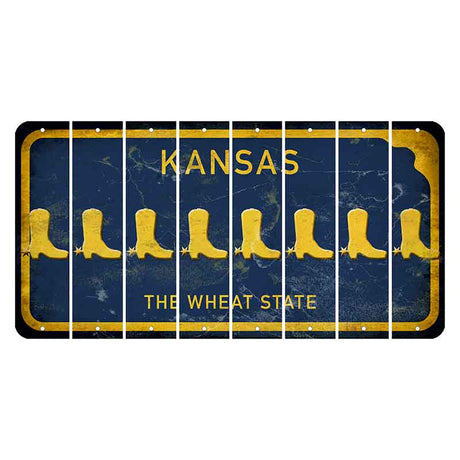 Kansas The Wheat State Cut License Plate Strips (Set of 8) Cowboy Boot