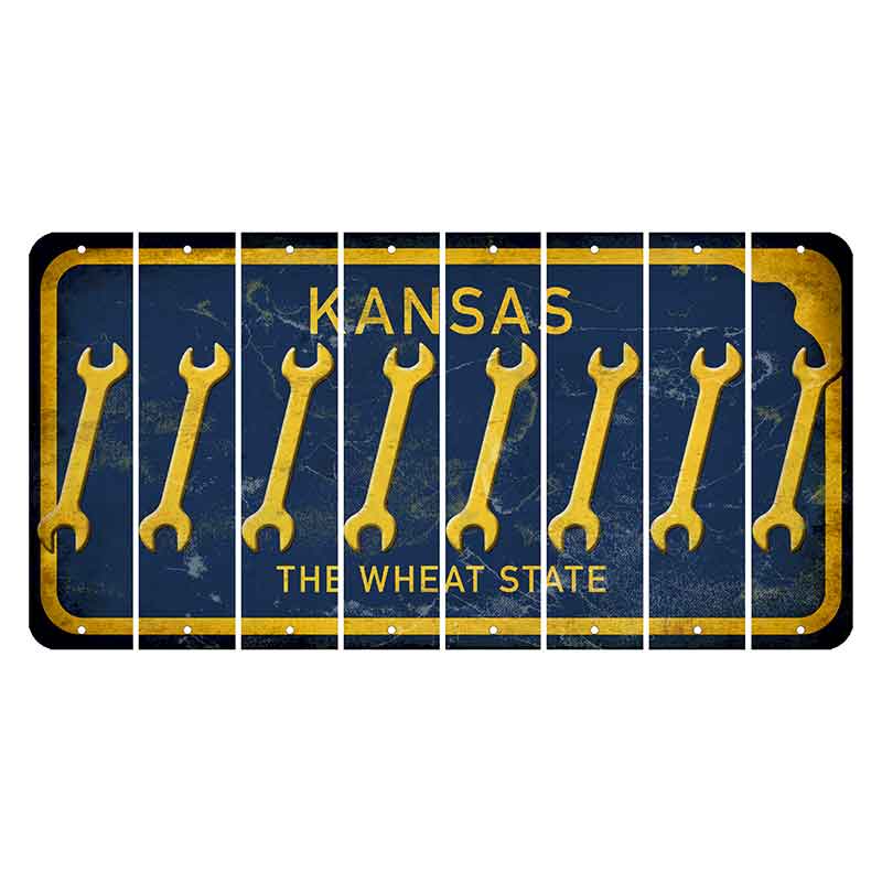 Kansas The Wheat State Cut License Plate Strips (Set of 8) Wrench