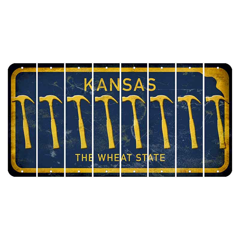 Kansas The Wheat State Cut License Plate Strips (Set of 8) Hammer