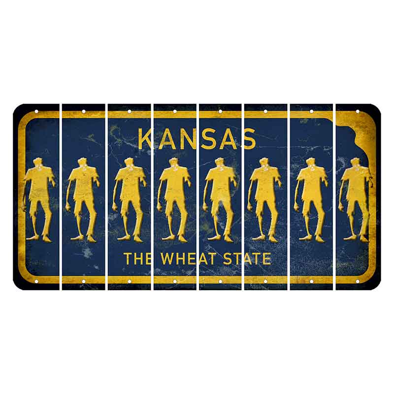 Kansas The Wheat State Cut License Plate Strips (Set of 8) Zombie