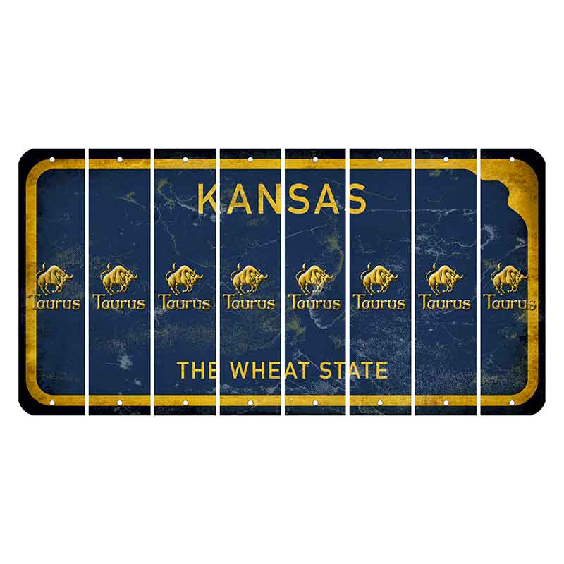 Kansas The Wheat State Cut License Plate Strips (Set of 8) Zodiac Sign - Taurus
