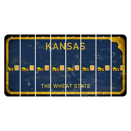 Kansas The Wheat State Cut License Plate Strips (Set of 8) Forklift