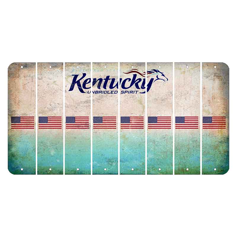 Kentucky Unbridled Spirit Cut License Plate Strips (Set of 8) American Flag