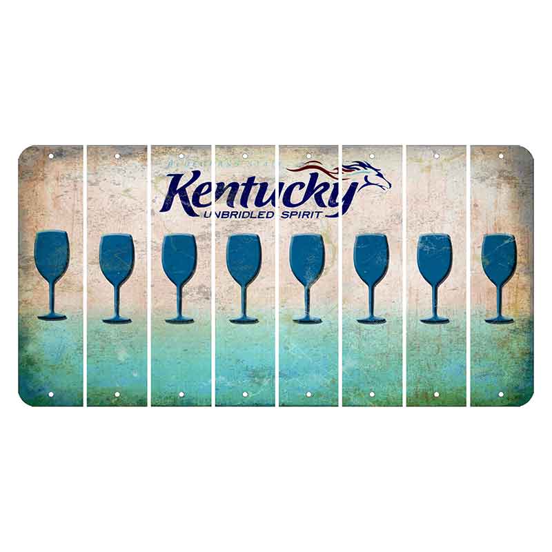 Kentucky Unbridled Spirit Cut License Plate Strips (Set of 8) Wine Glass