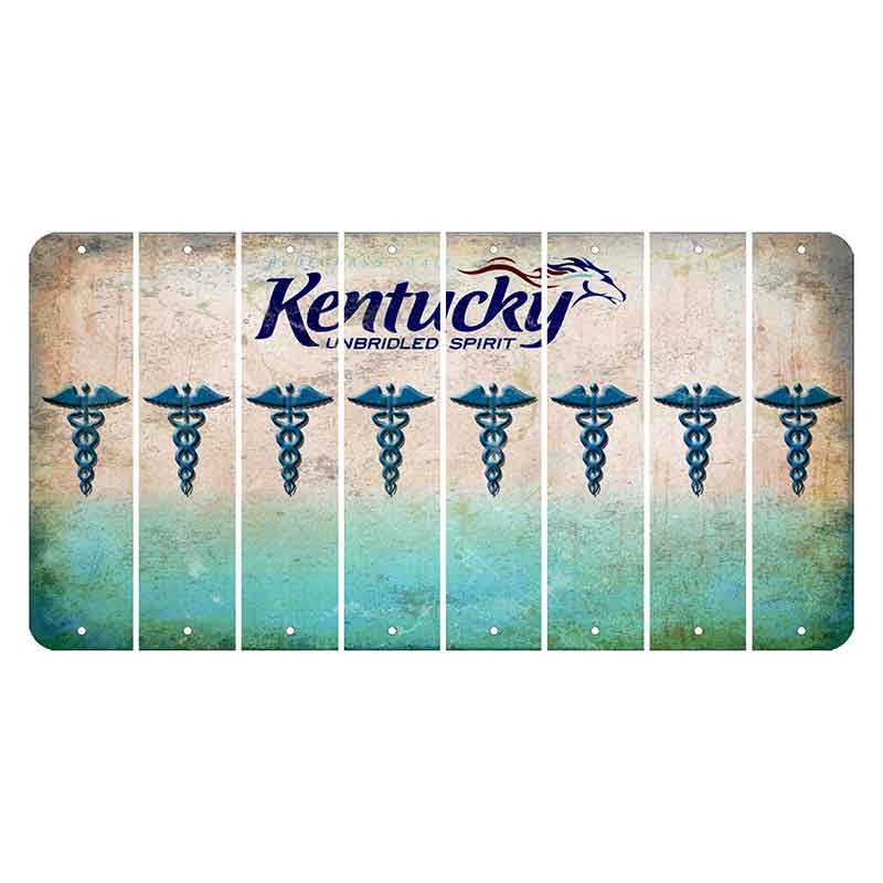 Kentucky Unbridled Spirit Cut License Plate Strips (Set of 8) Caduceus