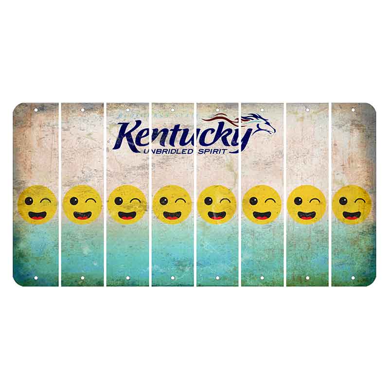 Kentucky Unbridled Spirit Cut License Plate Strips (Set of 8) Emoji - Winking