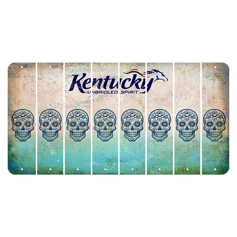 Kentucky Unbridled Spirit Cut License Plate Strips (Set of 8) Sugar Skull