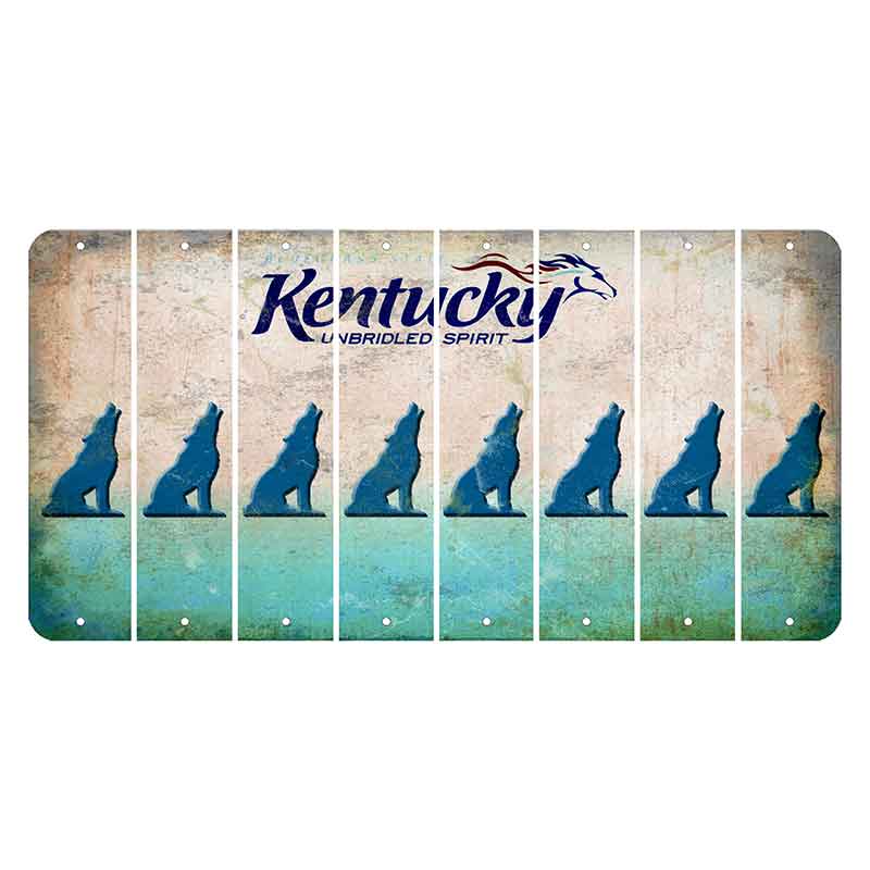 Kentucky Unbridled Spirit Cut License Plate Strips (Set of 8) Howling Wolf