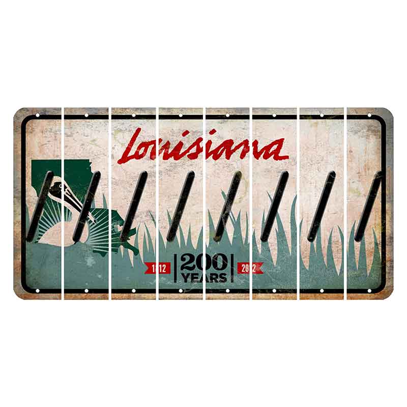 Louisiana 200 Years Cut License Plate Strips (Set of 8) Forward Slash